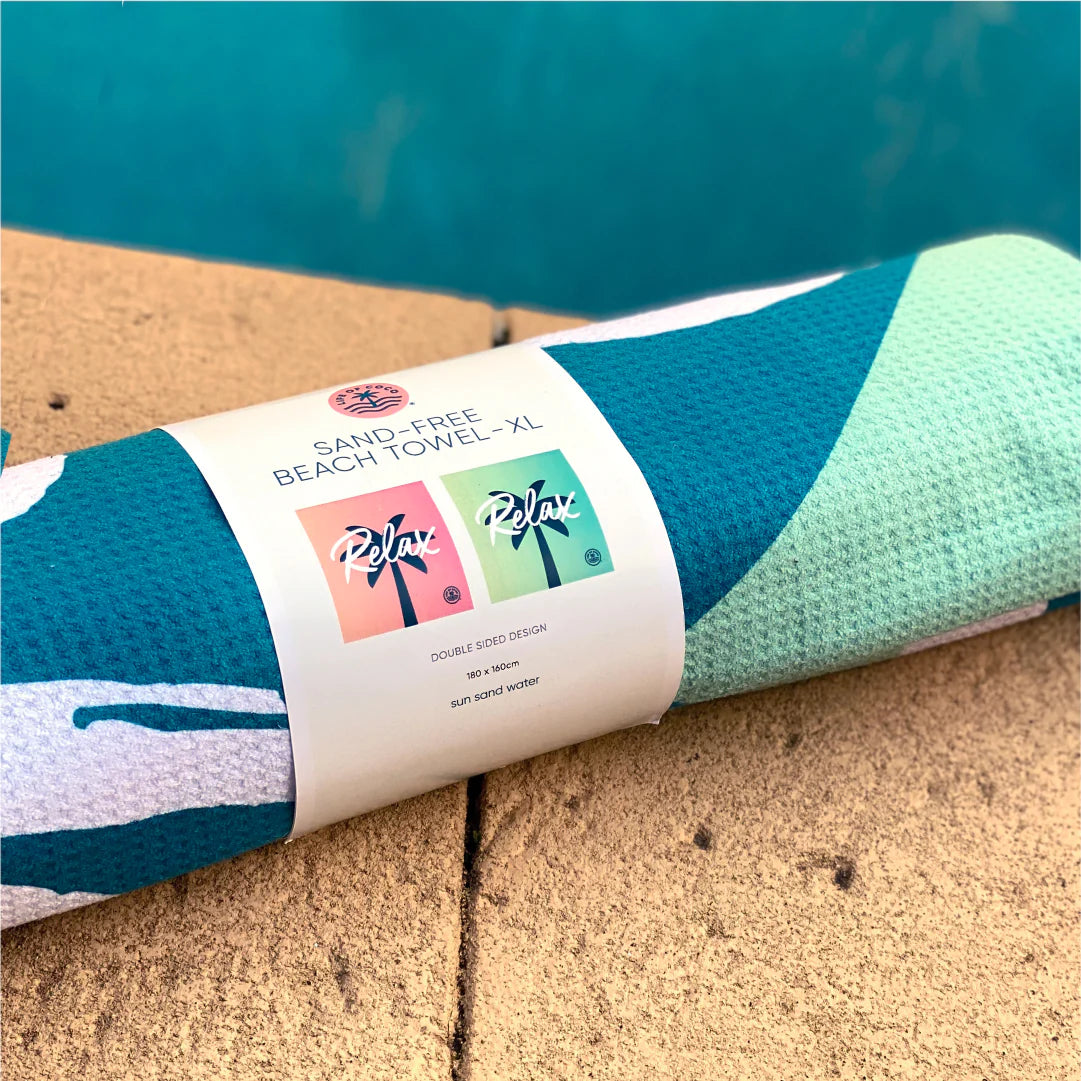 Life of Coco Sand-free beach towel XL reversible 1.8m x 1.6m - Relax