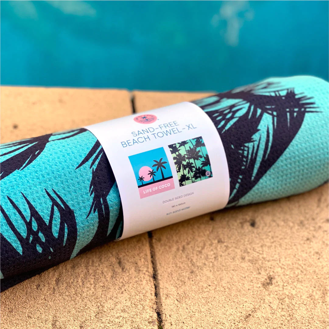 Life of Coco Sand-free beach towel XL reversible 1.8m x 1.6m - Three Palms
