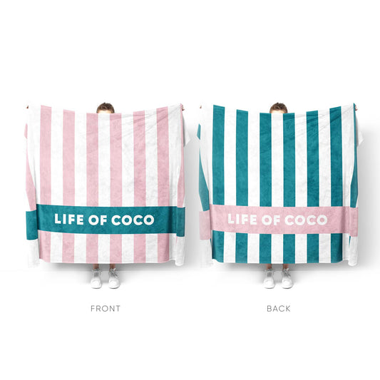 Life of Coco Sand-free beach towel XL reversible 1.8m x 1.6m - Stripey